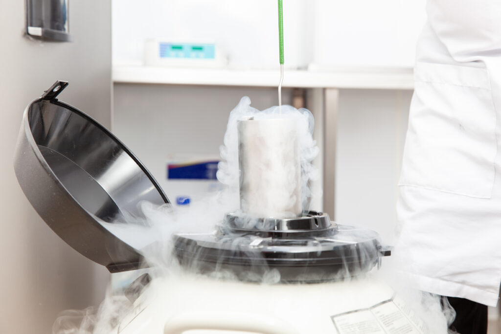 Liquid nitrogen cryogenic tank at life sciences laboratory