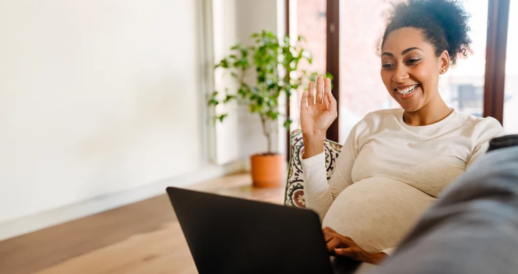 Surrogate talking to parents via a video call