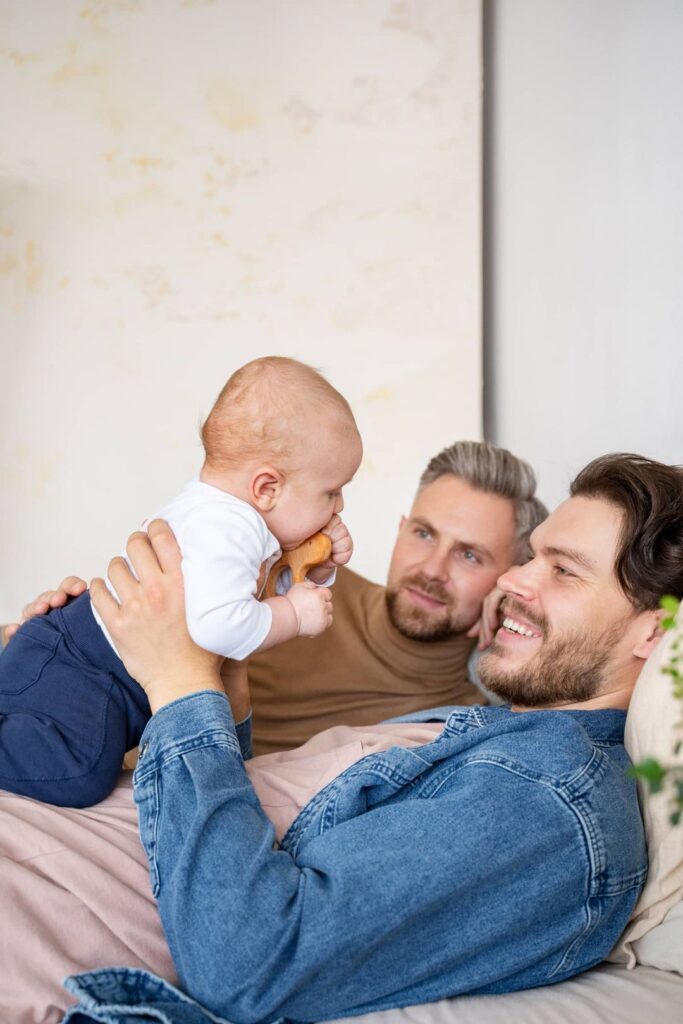 close up two dads baby