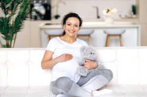 mixed race woman pregnant